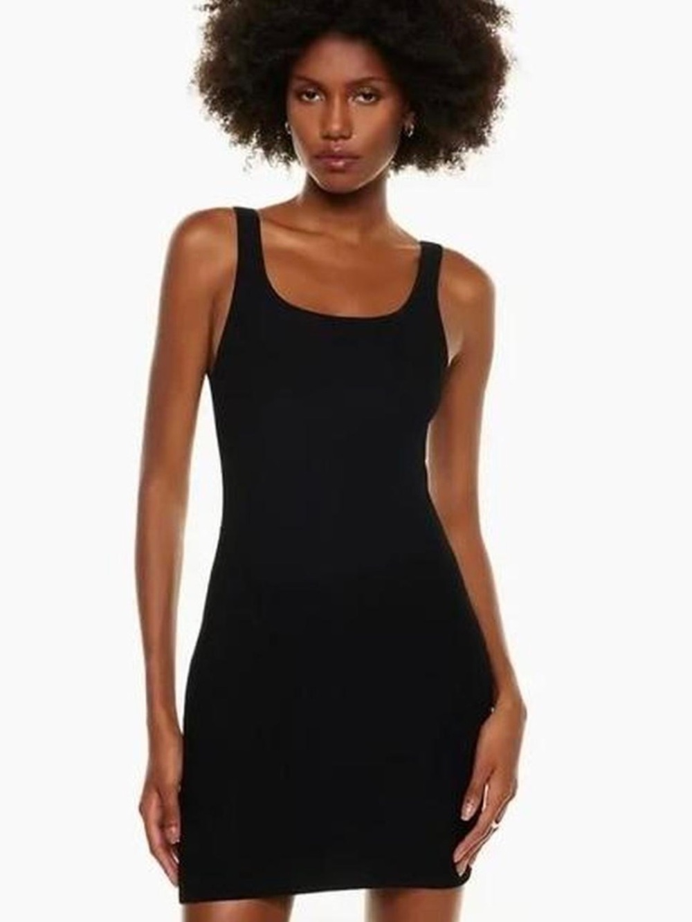 Aritzia Wilfred Free Ribbed Tank Dress Black Small Stretch Bodycon scoop neck